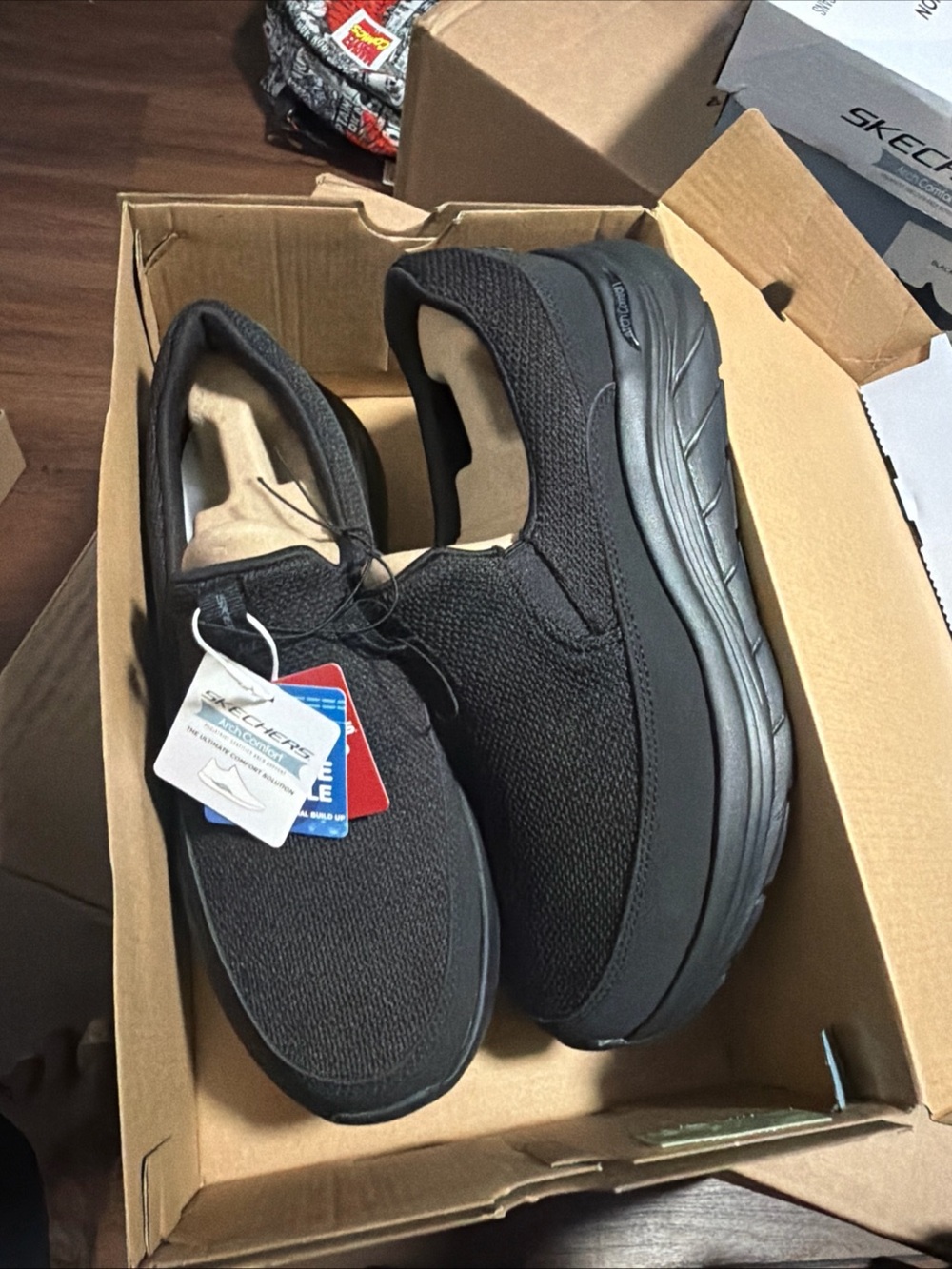 Skechers Arch Comfort Flex Mens Black Slip On Walking Shoes 66751S Size 10